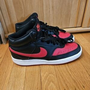 Nike Court Vision Mid Black Red men's size 8.5